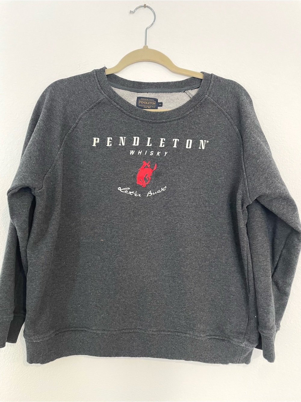 Pendleton Women's Charcoal Crewneck Sweatshirt with Red Logo